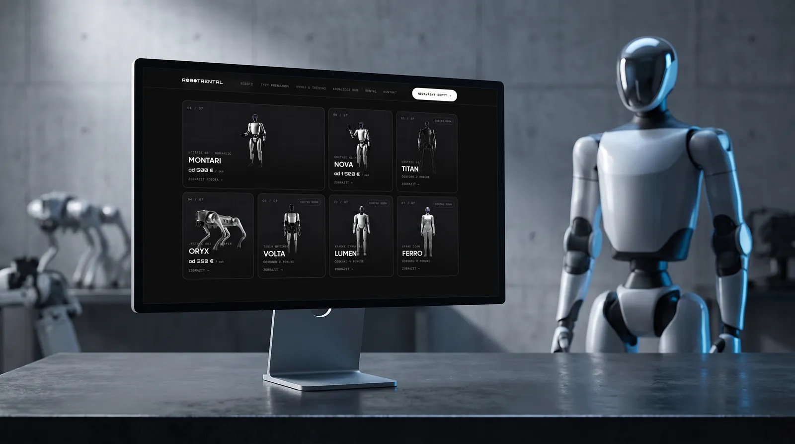 RobotRental, Humanoidní roboti na prenájom, podaní ako flotila.